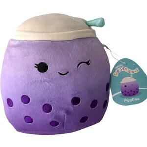 SQUISHMALLOWS Plush Poplina Boba Tea 8" Wink Purple Bubbles Straw Kelly Toy Tags